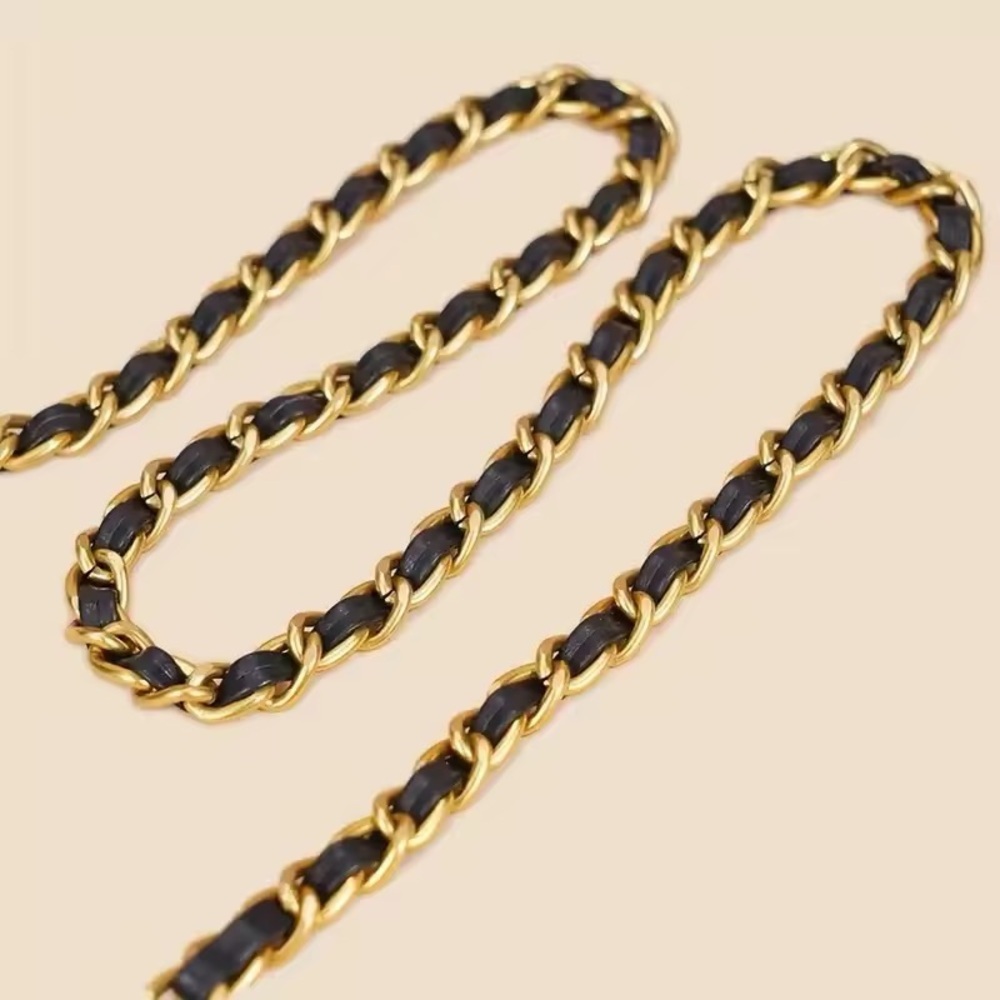 Leather Black and gold statement Chain mini bag belt luxury adjustable size - Picture 10 of 10